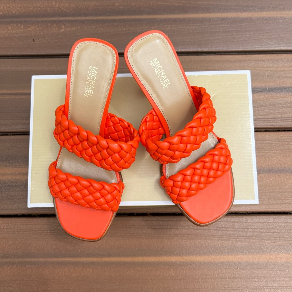 Michael Kors Nadia Braided Strap Leather Mules